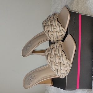 Vince Camuto Rayley Braided Embellished Sandals Ash Taupe US 8.5